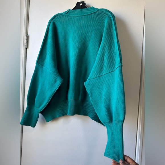 Free People Teal Knit Crewneck Sweater - Picture 10 of 14